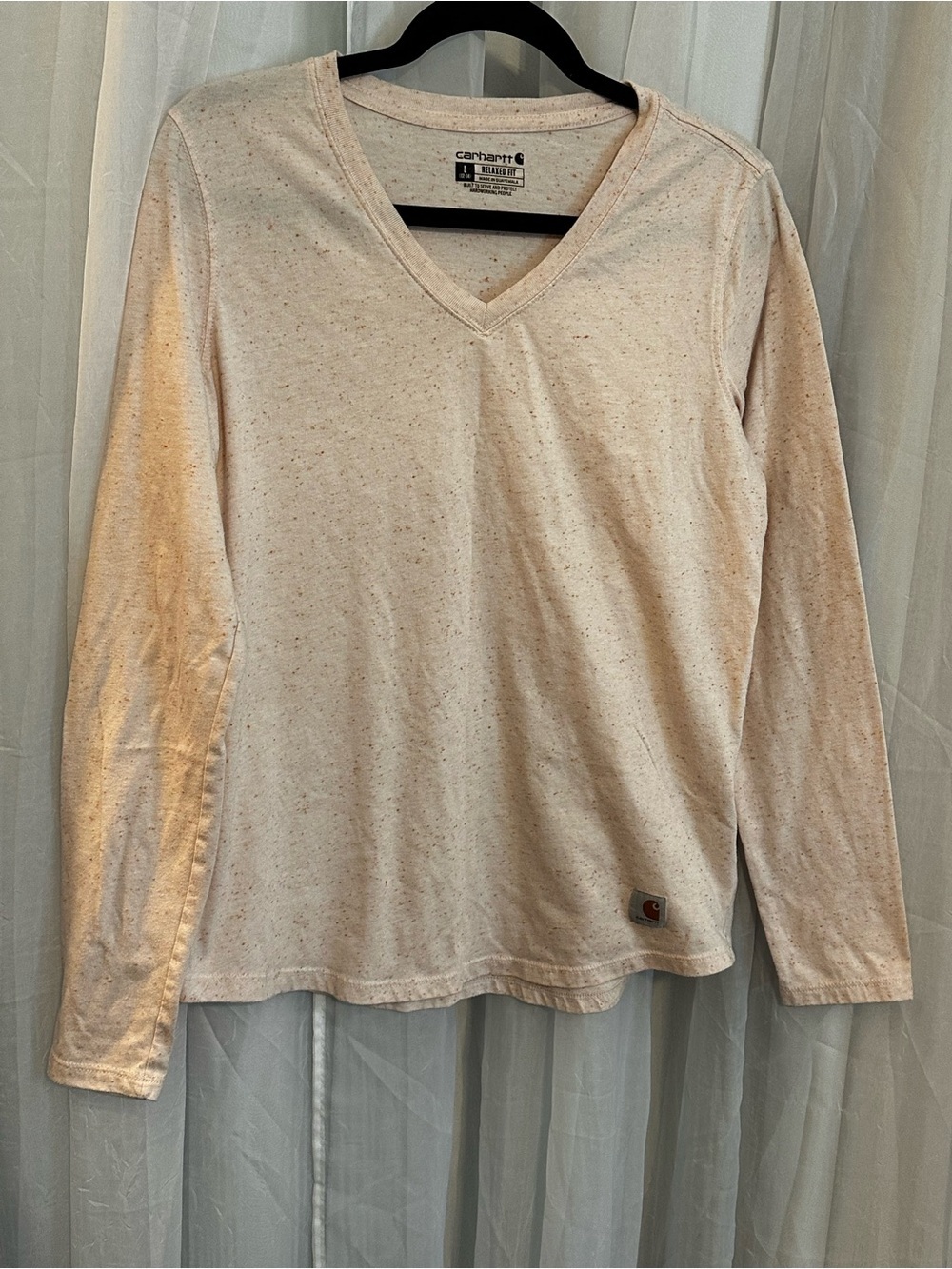 Carhartt Heathered Cream Long Sleeve V-Neck Shirt